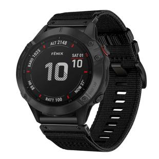 For Garmin Fenix 6 GPS / 6 Pro GPS Nylon Canvas Quick Release 22mm Watch Band(Black)