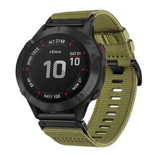 For Garmin Fenix 6 GPS / 6 Pro GPS Nylon Canvas Quick Release 22mm Watch Band(Army Green)