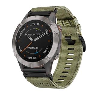 For Garmin Fenix 6 Sapphire GPS Nylon Canvas Quick Release 22mm Watch Band(Olive Green)