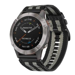 For Garmin Fenix 6 Sapphire GPS Nylon Canvas Quick Release 22mm Watch Band(Black Gray)