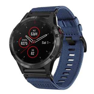 For Garmin Fenix 5 / 5 Plus Nylon Canvas Quick Release 22mm Watch Band(Blue)