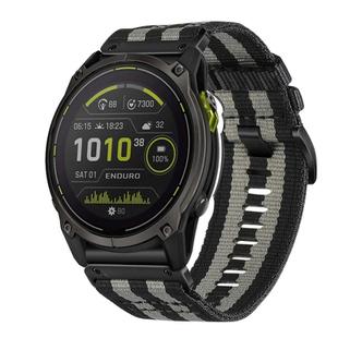 For Garmin Enduro 3 Nylon Canvas Quick Release 26mm Watch Band(Black Gray)