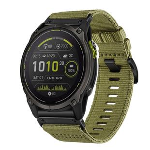 For Garmin Enduro 3 Nylon Canvas Quick Release 26mm Watch Band(Army Green)