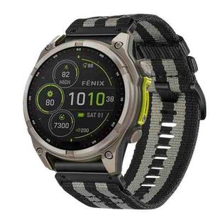 For Garmin Fenix 8 MIP 51mm Nylon Canvas Quick Release 26mm Watch Band(Black Gray)