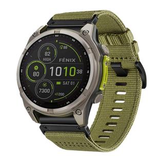 For Garmin Fenix 8 MIP 51mm Nylon Canvas Quick Release 26mm Watch Band(Army Green)