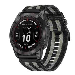 For Garmin Fenix 7X Pro Nylon Canvas Quick Release 26mm Watch Band(Black Gray)