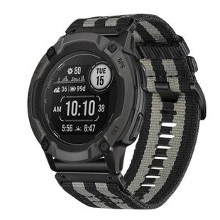 For Garmin Instinct 2X Nylon Canvas Quick Release 26mm Watch Band(Black Gray)