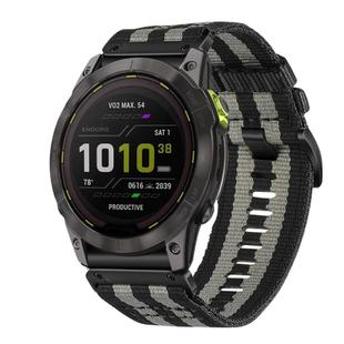 For Garmin Enduro 2 / Enduro Nylon Canvas Quick Release 26mm Watch Band(Black Gray)