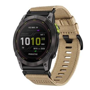 For Garmin Enduro 2 / Enduro Nylon Canvas Quick Release 26mm Watch Band(Khaki)