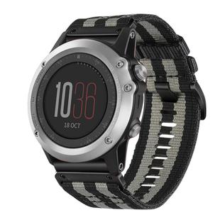 For Garmin Fenix 3 / Fenix 3 HR Nylon Canvas Quick Release 26mm Watch Band(Black Gray)