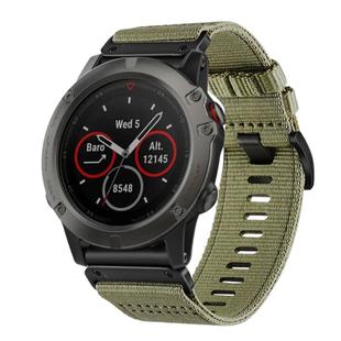 For Garmin Fenix 5X / 5X Puls Nylon Canvas Quick Release 26mm Watch Band(Olive Green)