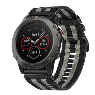 For Garmin Fenix 5X / 5X Puls Nylon Canvas Quick Release 26mm Watch Band(Black Gray)