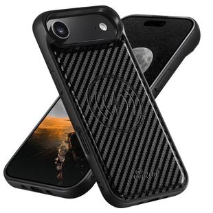 For iPhone 17 Air Suteni TXWH18 Carbon Fiber Texture Detachable Wallet MagSafe Phone Case(Black)