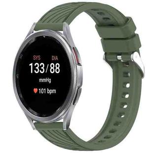 For Samsung Galaxy Watch 7 44mm Stripe Texture Silicone 20mm Watch Band(Dark Green)