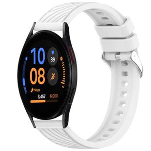 For Samsung Galaxy Watch FE 40mm Stripe Texture Silicone 20mm Watch Band(White)