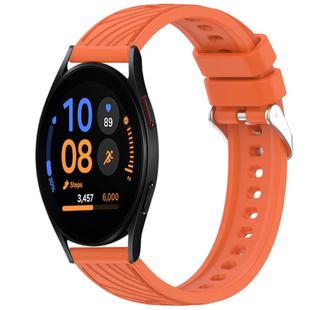 For Samsung Galaxy Watch FE 40mm Stripe Texture Silicone 20mm Watch Band(Orange)