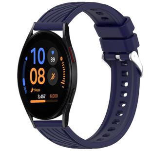 For Samsung Galaxy Watch FE 40mm Stripe Texture Silicone 20mm Watch Band(Midnight Blue)