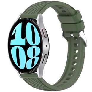 For Samsung Galaxy Watch 6 44mm Stripe Texture Silicone 20mm Watch Band(Dark Green)