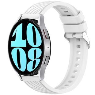 For Samsung Galaxy Watch 6 44mm Stripe Texture Silicone 20mm Watch Band(White)