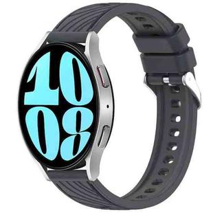 For Samsung Galaxy Watch 6 44mm Stripe Texture Silicone 20mm Watch Band(Dark Gray)