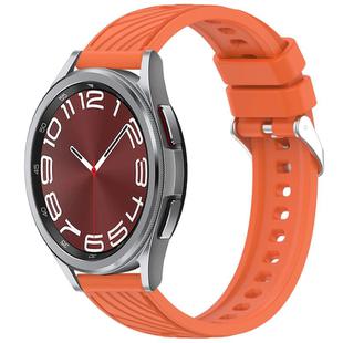 For Samsung Galaxy Watch 6 Classic 47mm Stripe Texture Silicone 20mm Watch Band(Orange)