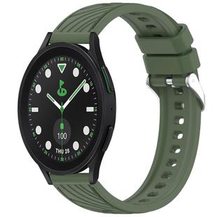 For Samsung Galaxy Watch5 Pro Golf Edition Stripe Texture Silicone 20mm Watch Band(Dark Green)