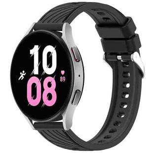 For Samsung Galaxy Watch 5  44mm Stripe Texture Silicone 20mm Watch Band(Black)