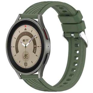 For Samsung Galaxy Watch 5 Pro  45mm Stripe Texture Silicone 20mm Watch Band(Dark Green)