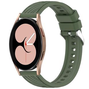 For Samsung Galaxy Watch 4 40mm Stripe Texture Silicone 20mm Watch Band(Dark Green)