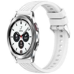 For Samsung  Galaxy Watch 4 Classic 42mm Stripe Texture Silicone 20mm Watch Band(White)