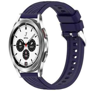 For Samsung  Galaxy Watch 4 Classic 42mm Stripe Texture Silicone 20mm Watch Band(Midnight Blue)