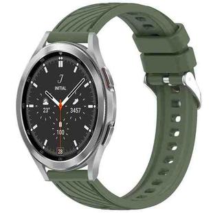 For Samsung  Galaxy Watch 4 Classic 46mm Stripe Texture Silicone 20mm Watch Band(Dark Green)