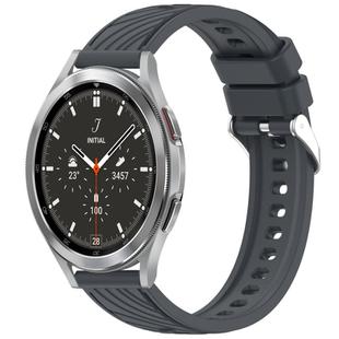 For Samsung  Galaxy Watch 4 Classic 46mm Stripe Texture Silicone 20mm Watch Band(Dark Gray)