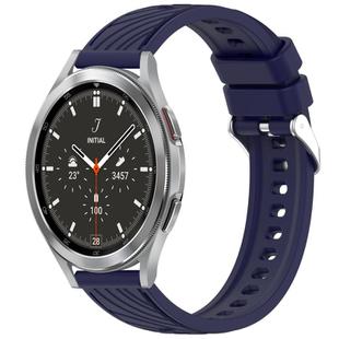 For Samsung  Galaxy Watch 4 Classic 46mm Stripe Texture Silicone 20mm Watch Band(Midnight Blue)