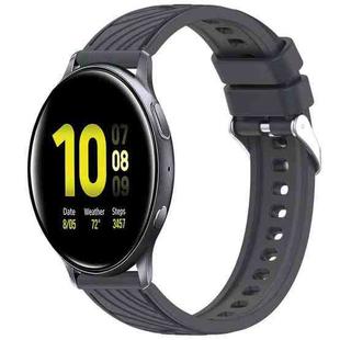 For Samsung Galaxy Watch Active2 40mm Stripe Texture Silicone 20mm Watch Band(Dark Gray)