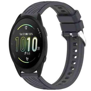 For Garmin Forerunner 165 Music Stripe Texture Silicone 20mm Watch Band(Dark Gray)