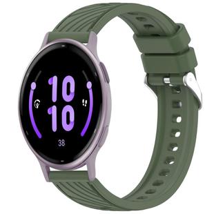 For Garmin Active 5 Stripe Texture Silicone 20mm Watch Band(Dark Green)