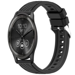 For Garmin VivoMove Trend Stripe Texture Silicone 20mm Watch Band(Black)