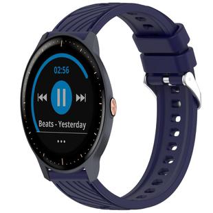 For Garmin Vivoactive 3 Music Stripe Texture Silicone 20mm Watch Band(Midnight Blue)