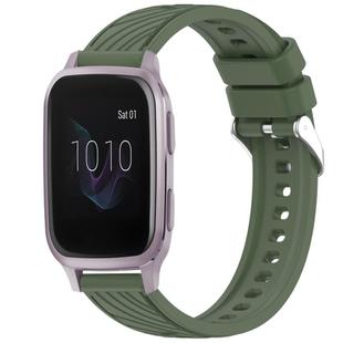 For Garmin Venu SQ Stripe Texture Silicone 20mm Watch Band(Dark Green)