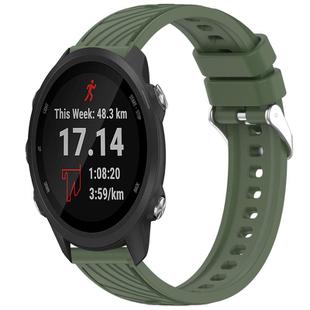 For Garmin Forerunner 245 / 245 Music Stripe Texture Silicone 20mm Watch Band(Dark Green)