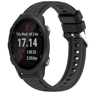 For Garmin Forerunner 245 / 245 Music Stripe Texture Silicone 20mm Watch Band(Black)