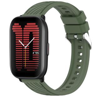 For Amazfit Active Stripe Texture 20mm Silicone Watch Band(Dark Green)