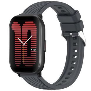 For Amazfit Active Stripe Texture 20mm Silicone Watch Band(Dark Gray)