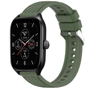 For Amazfit GTS 4 Stripe Texture 20mm Silicone Watch Band(Dark Green)