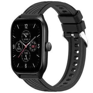 For Amazfit GTS 4 Stripe Texture 20mm Silicone Watch Band(Black)