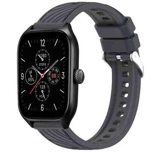 For Amazfit GTS 4 Stripe Texture 20mm Silicone Watch Band(Dark Gray)