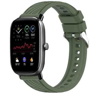 For Amazfit GTS 2 Mini Stripe Texture 20mm Silicone Watch Band(Dark Green)