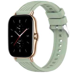 For Amazfit GTS 2 Stripe Texture 20mm Silicone Watch Band(Light Green)