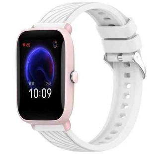 For Amazfit Pop Pro Stripe Texture 20mm Silicone Watch Band(White)